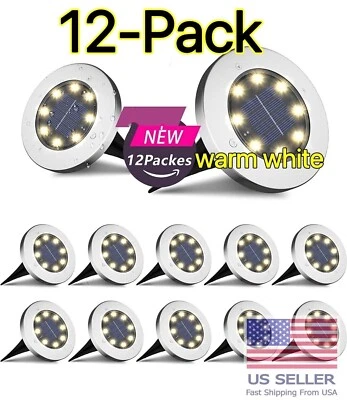 PACK 12 Luces Solares en el Suelo Exterior Lámpara Enterrada Disco LED Césped Camino Jardín con Foto 1 de 4
