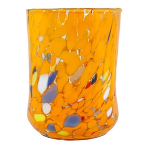Murano Glass Drinking Art Tumbler Orange Handmade Multi Millefiori Venice - Picture 1 of 4