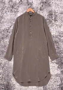 New La Perla Shirt Dress Medium Womens Gray Silk Long Sleeve Popover - Picture 1 of 7