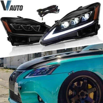 Pair LED Projector Headlight For 2006-2013 Lexus IS 250 350 ISF Black Rear Lamps - Image 1 of 4