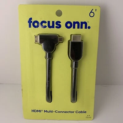 Onn HDMI Multi Connector Cable Mini/Micro 6 feet 1080p, NEW - Image 1 of 4