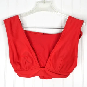 Missguided Womens Bikini Swimsuit Red Plunge Neck Wide Strap Padded 8 - Picture 1 of 8