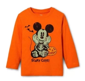 Toddler Boys' Mickey Mouse Scary Cute Halloween Long Sleeve T-Shirt - Orange 18M - Picture 1 of 1