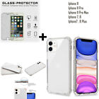 Thick Clear Transparent TPU Case For iPhone 11, Pro, Max + Glass Protector