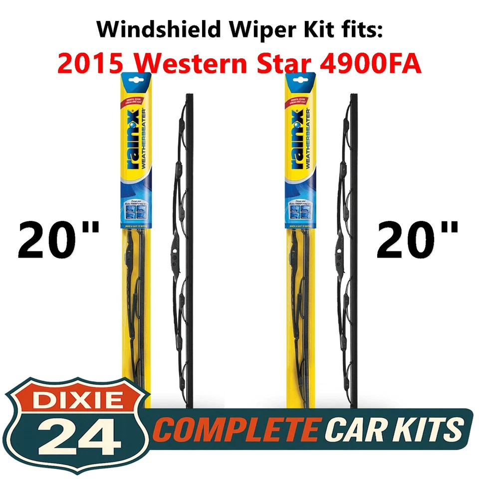 Rain-X Weatherbeater Wiper Kit fits: 2015 Western Star 4900FA (20" & 20") - Изображение 1 из 4