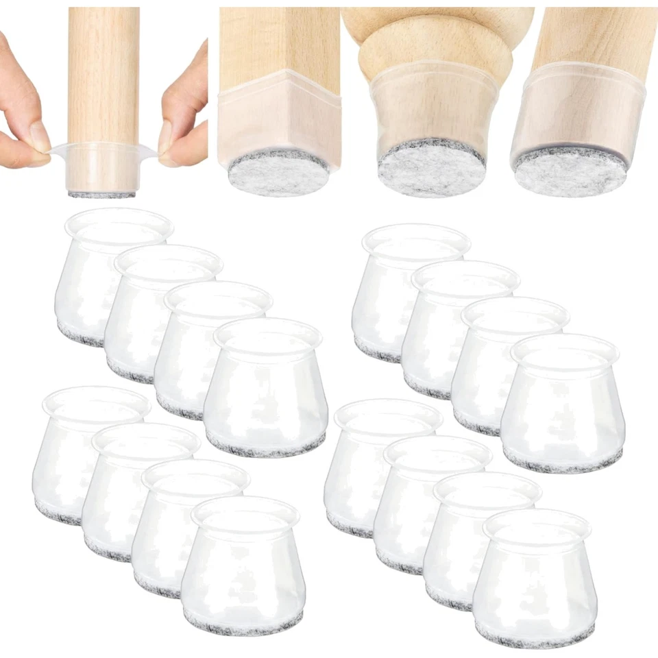 High Transparency Chair Leg Covers Felt Bottom Soft Silicone Furniture Foot 16