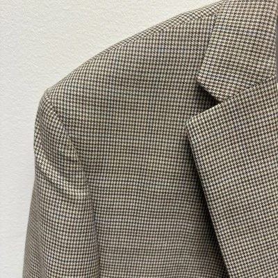 Chaps Houndstooth Blazer Sport Coat Mens Size 44 Long Tan Business NWT - Image 1 of 4