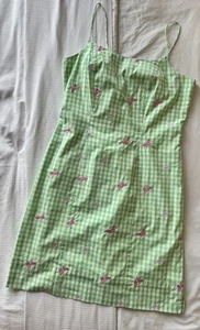 Sz 6 Lilly Pulitzer Kelly Green Gingham Check Plaid Pink Embroidered Butterfly - Picture 1 of 14