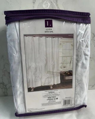 Lush Decor White Shower Curtain Serena  FLORAL Design - Image 1 of 4