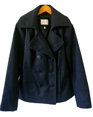 Vtg Delia’s Peacoat Coat Women XL Wool Blend Navy Blue Y2k Double Breasted - Image 1 of 4