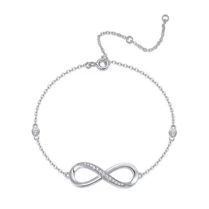 D Color Round Cut Moissanite Figure-eight Bracelet 925 Sterling Silver Chain GRA - Picture 1 of 10