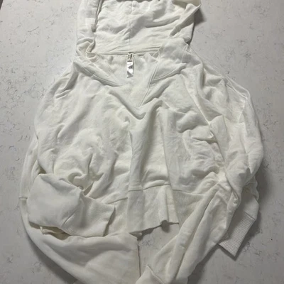 Free People Hooded Sweatshirt Pullover Top White S NWT No Tag Minor Sleeve Stain - Image 1 of 4