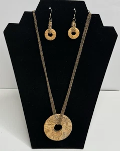 Jaspis Regenwald Anhänger Halslos / an einer bronzefarbenen Kette und passenden Ohrringen - Bild 1 von 4