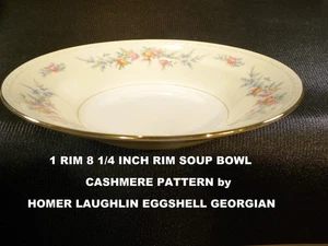 TERRIFIC 8 1/4" RIM SOUP BOWL of CASHMERE PATTERN by HOMER LAUGHLIN EGGSHELL - Picture 1 of 8