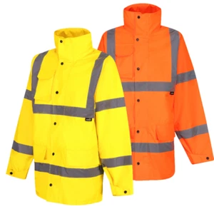 Chaqueta de seguridad transpirable impermeable de alta visibilidad forrada de malla Traega TBRJ31 - Imagen 1 de 5