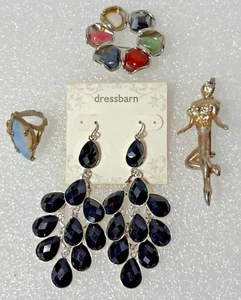Anillo, pendientes, broches de bisutería vintage ~ lote de 5 piezas - Imagen 1 de 5