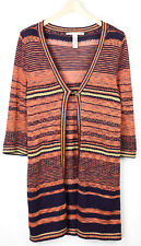 DIANE VON FURSTENBERG Women's Large Knit Jacket Silk Blend Pattern Sweater