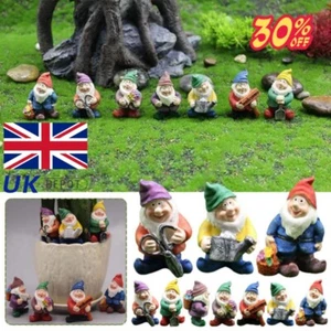 7pcs Mini Gnome Statue Miniature Fairy Garden Gnomes Fairy Resin Outdoor DIY- UK - Picture 1 of 16