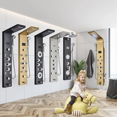 SENLESEN Stainless Steel Rainfall&Waterfall Shower Panel Tower System Massage Jet Sprayer