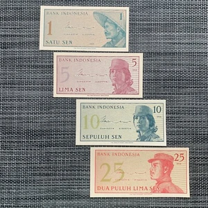 4 Pcs Indonesia Rupiah Banknote Lot 1964 Indonesia Currency Paper Money Set - Picture 1 of 3