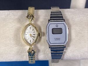 Vintage Timex Q Quartz Digital & Omega Women's Watches