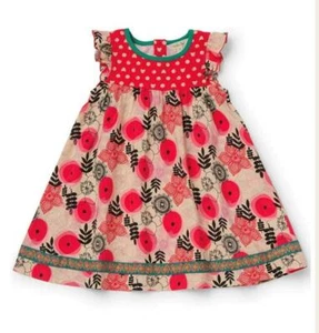 NWT Matilda Jane GLAD TIDINGS Dress 4 Flutter Red Floral Girls Make Believe - Picture 1 of 2