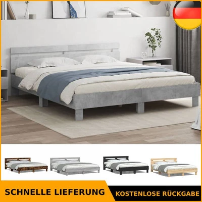 vidaXL Bettgestell mit Kopfteil und LED-Beleuchtung Schwarz 180x200 cm - Bild 1 von 4
