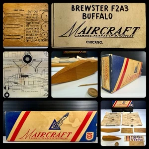 Vintage 1950’S Maircraft Balsa Wood Model Brewster F2A3 Buffalo KIT #S17 NICE1 - Picture 1 of 23