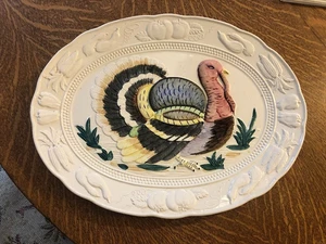 PLATO PAVO CERÁMICA MUY GRANDE VINTAGE 19 X 14,5" - Imagen 1 de 4