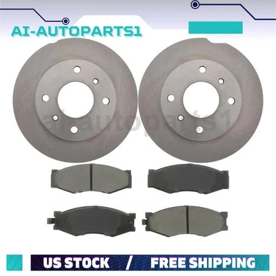 For Nissan Stanza 1985 1986 1987 1988 1989 Front Brake Rotors + Brake Pads Kit - Image 1 of 4