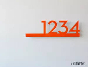 Modern House Numbers Orange Acrylic - Contemporary Home Address - Sign Plaque - Picture 1 of 5