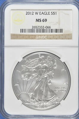 2012 W Burnished $1 Silver Eagle NGC MS 69 (Brown Label) - Image 1 of 2