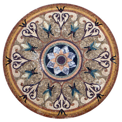 MD189, 47.24  Fleur De Lis Pattern Marble Mosaic Medallion Tile • 1,409.56€