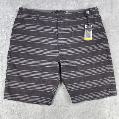Rip Curl Boardwalks Boardshort Men's 38 Gray Striped Slash Hybrid Swim Trunk - Image 1 of 4