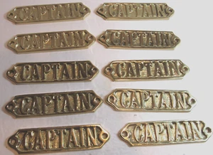 Lot of  10 BRASS DOOR SIGN "CAPTAIN" BRASS ENGRAVE WALL PLAQUE  SIGN +Screws - Picture 1 of 2