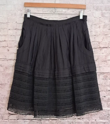 Lela Rose Black Cotton/Silk Pleated A-Line Skirt Size 6 - Image 1 of 4
