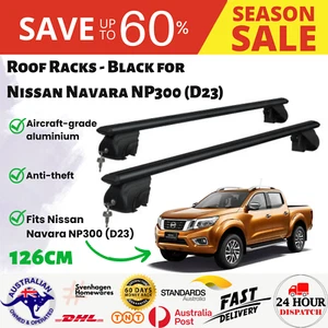 Roof Racks - Black| for Nissan Navara NP300 (D23) 4dr Universal Aluminium Bars - Picture 1 of 9