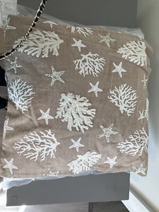 Coastal Collection 18x18 Beaded Decorative Throw Pillow NEW w/ Tag Set Of 2 - Picture 1 of 4