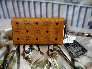 MCM Munchen Visetos Large Zip Around Wallet Clutch Cognac Brown - Picture 1 of 19