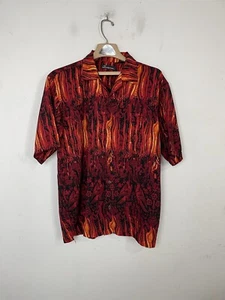 Camisa Para Hombres No Boundries Mediana Y2K Rockabilly Motociclista Estampado Fuego Rojo Llama - Imagen 1 de 7