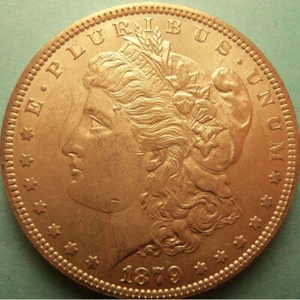 1879 P Morgan Silver US Dollar MS BU UNC Better Date Rim Toned Coin Deep Strike - Picture 1 of 2