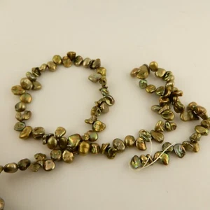 4mm -7.5mm Olive Green keishi genuine freshwater pearls for jewelry making - Picture 1 of 6