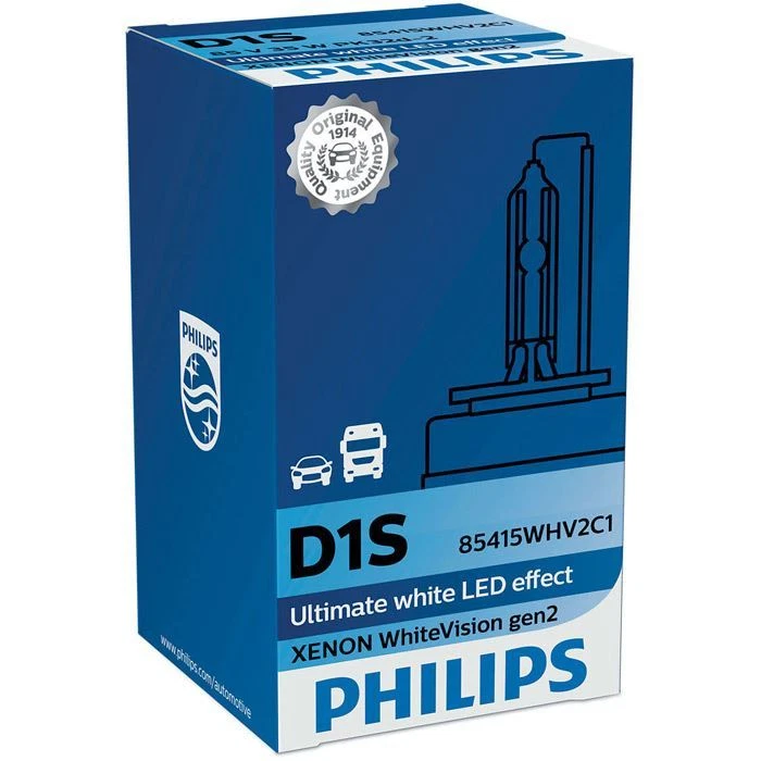 D1S Philips WhiteVision Xenon HID Headlamp 5000K (Single) 85415WHV2C1 gen2 - Image 1 of 1
