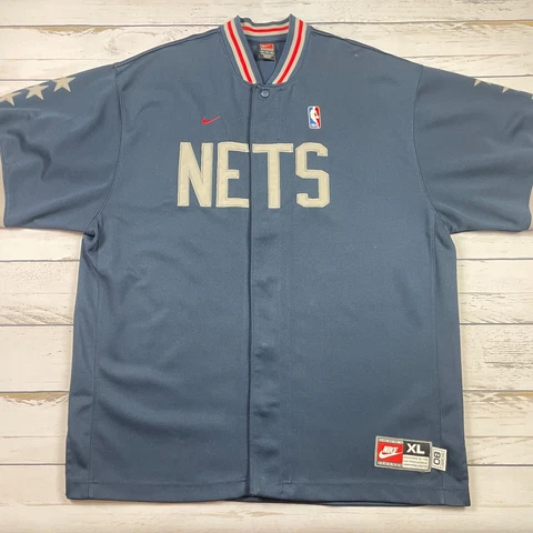Vintage Nike New Jersey Nets Jacket Mens XL Blue NBA Team Warm Up Basketball Cover