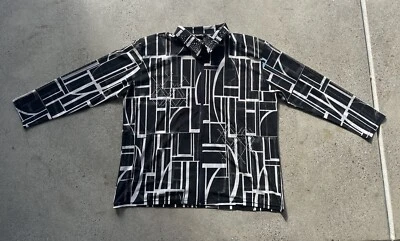 Vintage Valentina Black & White Abstract Bedazzled Translucent Shirt Size 1X - Image 1 of 4