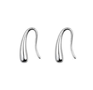 HALLMARKED 925 Sterling Silver Teardrop Water drop Raindrop Hook Earrings - Picture 1 of 4