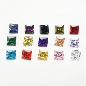1PCS Per Colors Total 15pcs Size 3x3~10x10mm Square Shape Loose Cubic Zirconia - Picture 1 of 7