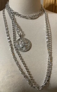 Rarität Vintage Silber Sarah Cov griechische griechische Münze Amulett Halskette signiert EUC - Bild 1 von 6