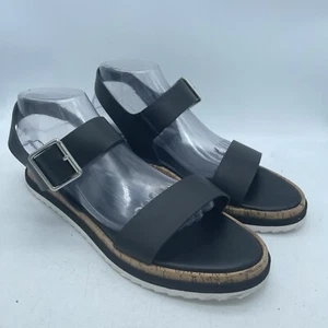 Sandalias B-52 by Bullboxer negras plataforma plana punta abierta correa al tobillo talla 10 - Imagen 1 de 8