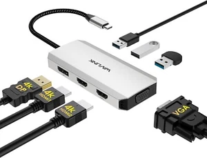 USB C Laptop Docking Station with Dual HDMI, DisplayPort, VGA, 3x USB 2.0 Ports - Photo 1/9